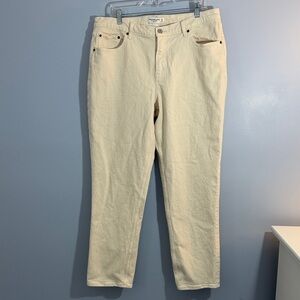 Abercrombie & Fitch Cream Mid Rise 90’s straight Jeans curve love 32/14 R